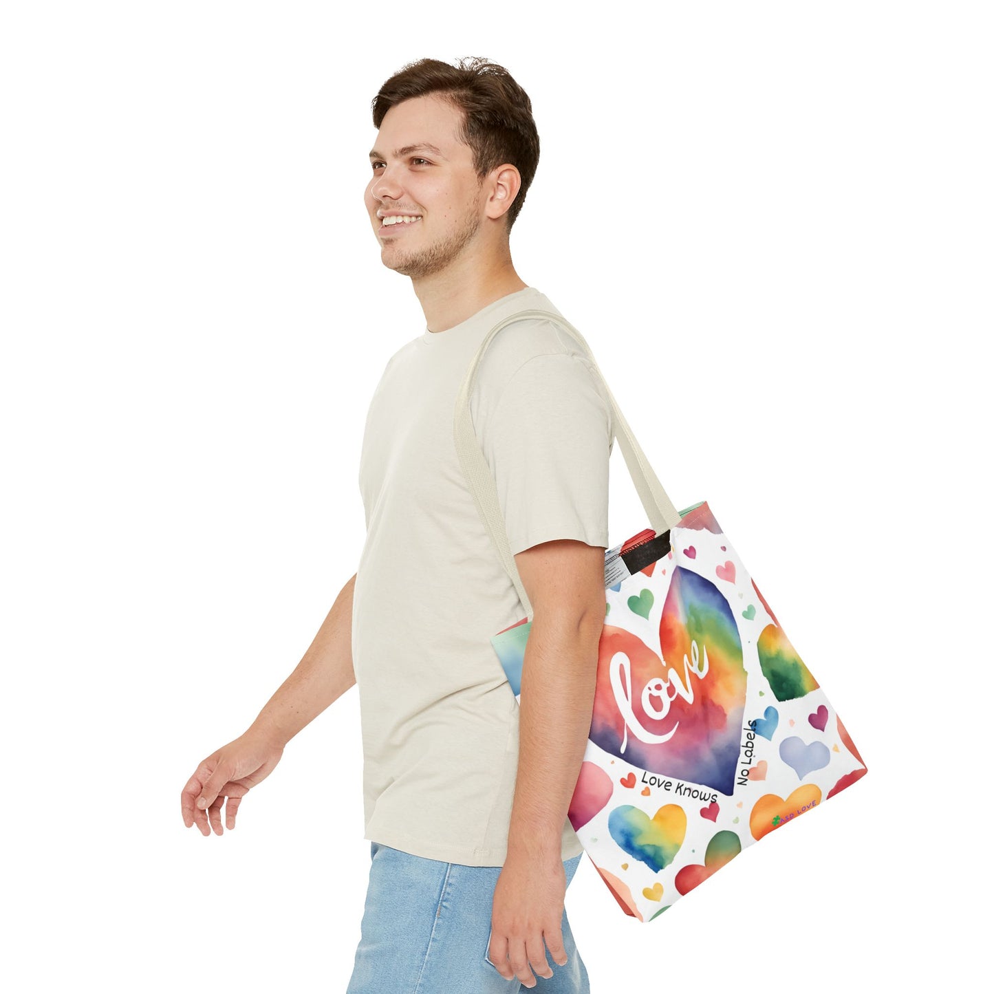 Love Knows No Labels - Hearts, Hearts, Hearts Tote Bag - Embrace Every Difference