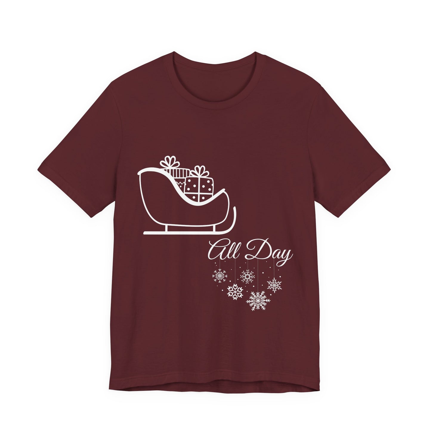 Sleigh All Day Holiday Shirt (WF) – Unisex Jersey Short Sleeve Tee | Holiday Gift | Funny Sleigh T-Shirt | Winter Snowflake Tee | Matching Family Outfit
