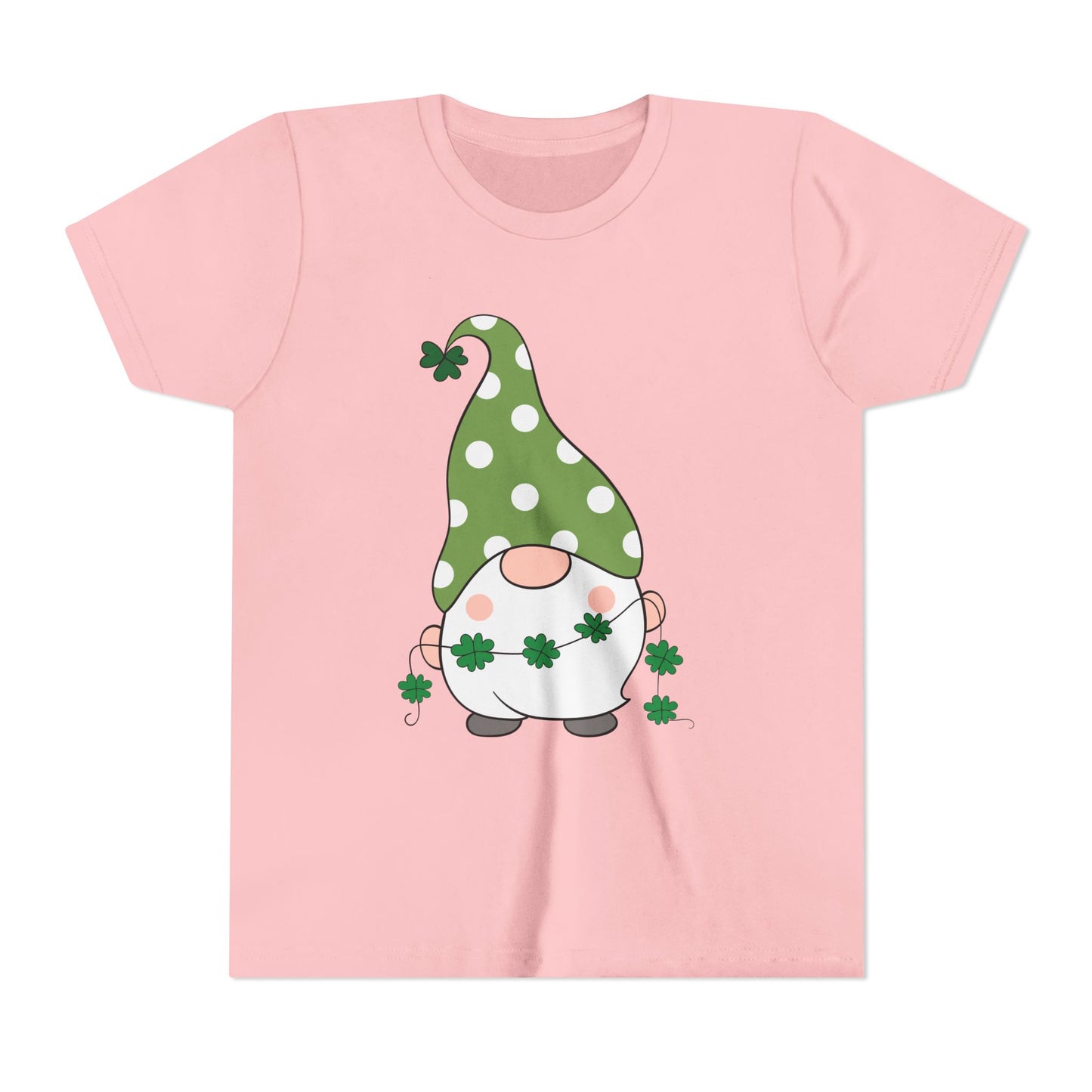 St. Patricks Gnome Youth Tee | Green Polka Dot Hat with Shamrocks