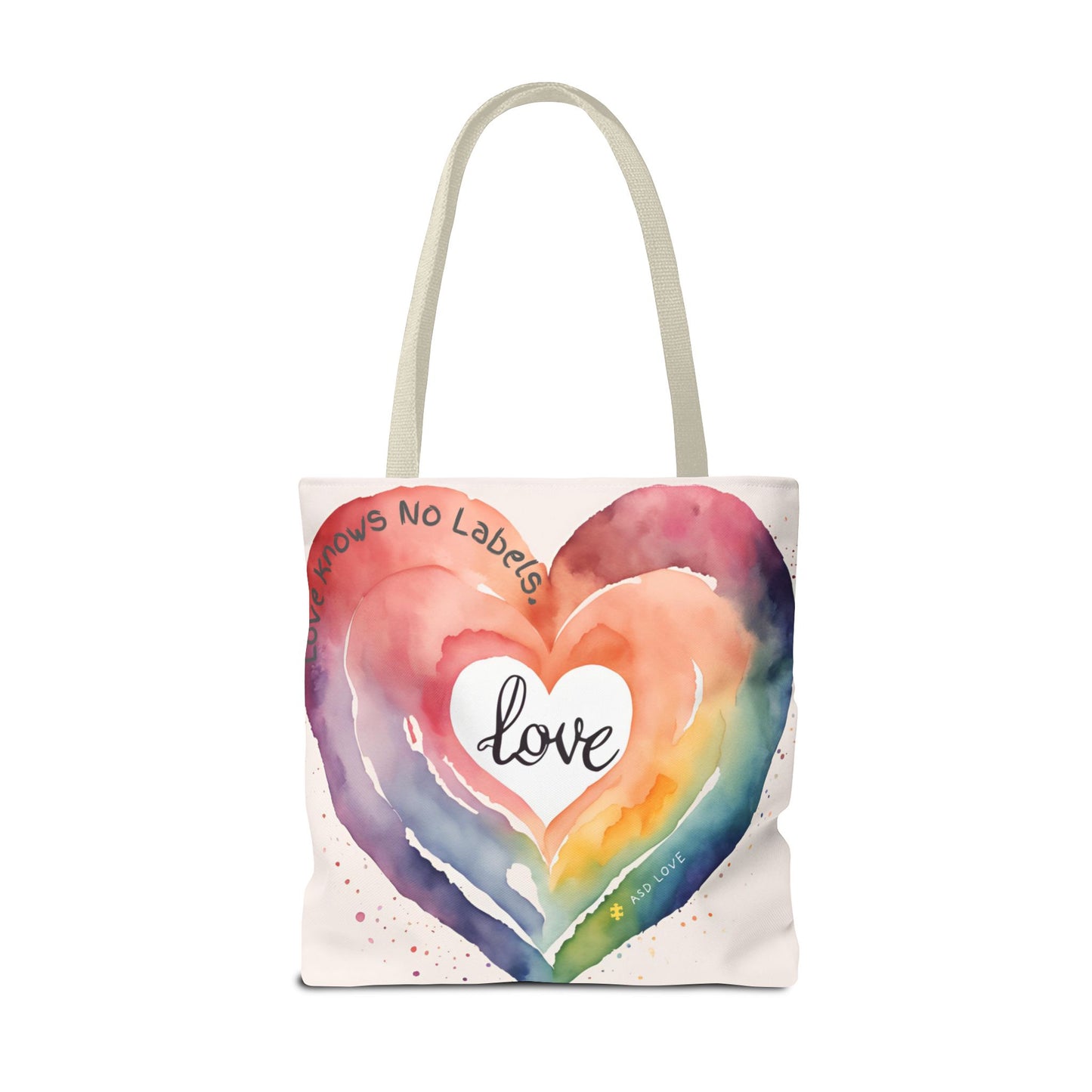 Love Knows No Labels Watercolor Heart Tote Bag - Celebrate Diversity &Unity