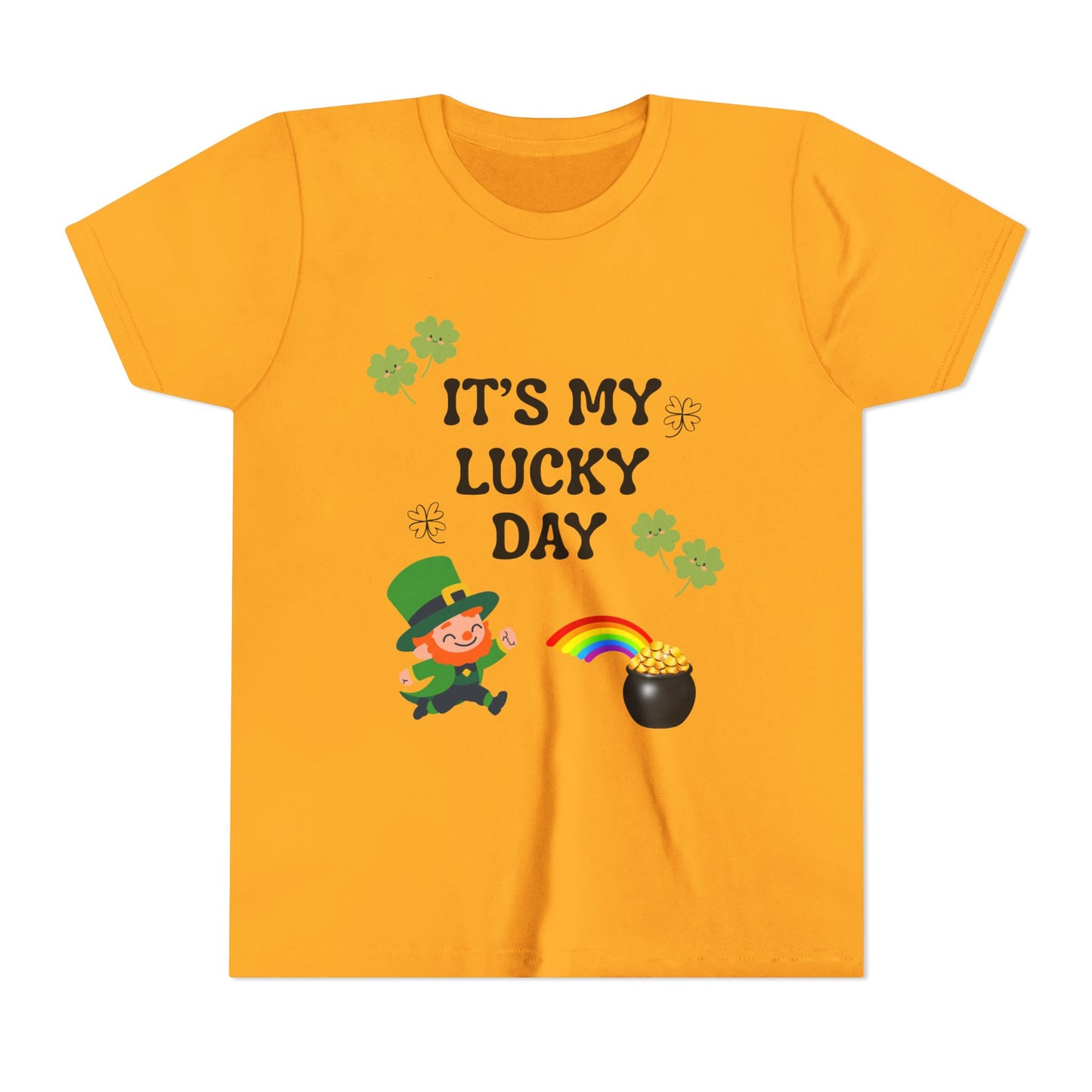 It's My Lucky Day Youth Tee | St. Patrick's Day Leprechaun, Shamrocks, Rainbow Pot of Gold