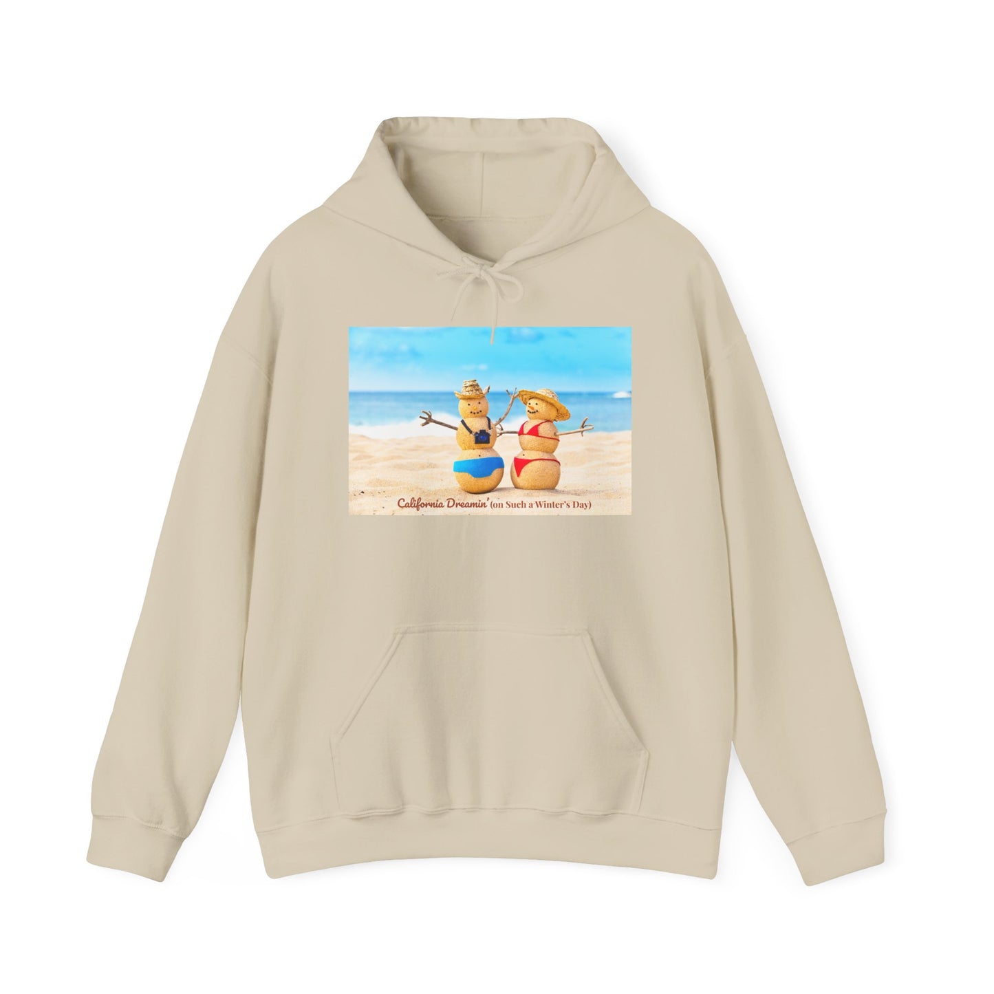 Funny Christmas Beach Hoodie | Mr. & Mrs. Sand Snowman | California Holiday Sweatshirt | Warm Coastal Gift | Unisex Winter Hoodie