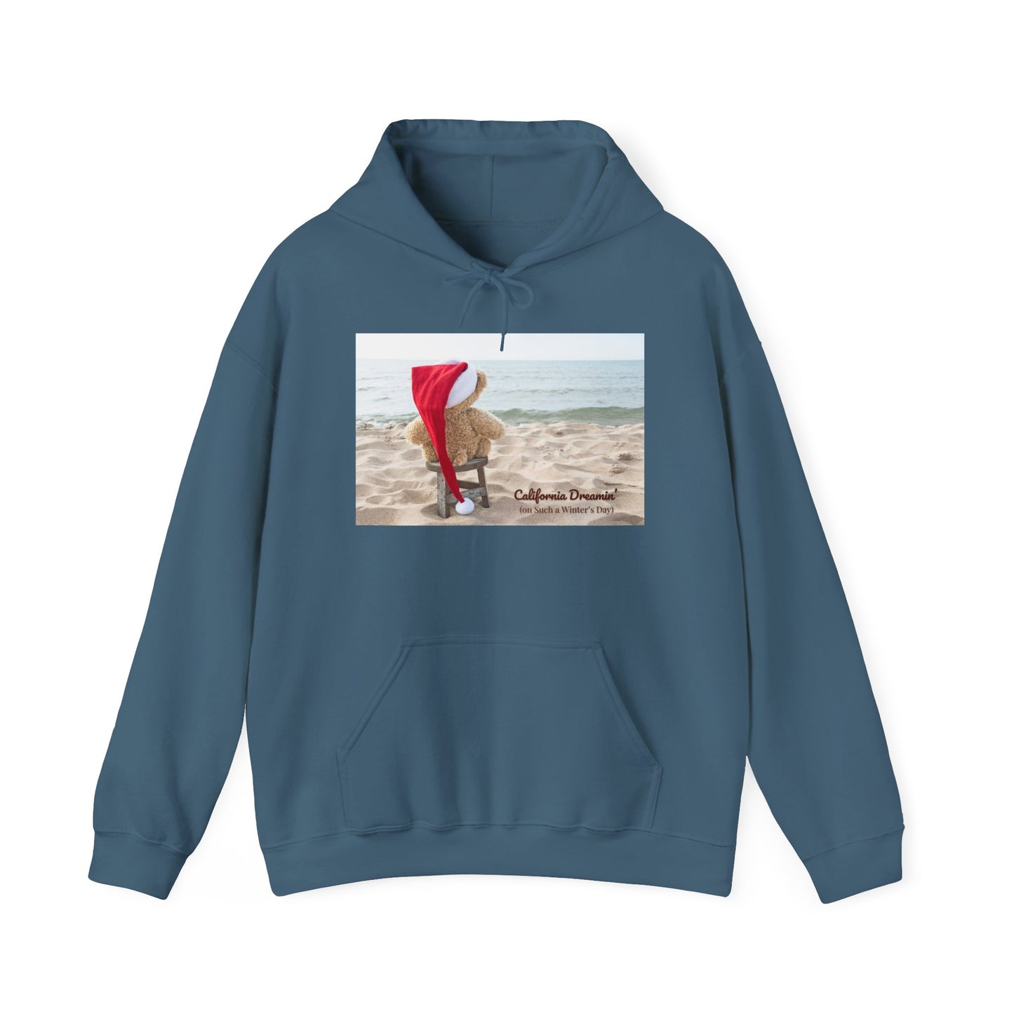 California Christmas Hoodie | Santa Bear on the Beach | Cozy Winter Hoodie | Funny Holiday Sweatshirt | West Coast Xmas Gift