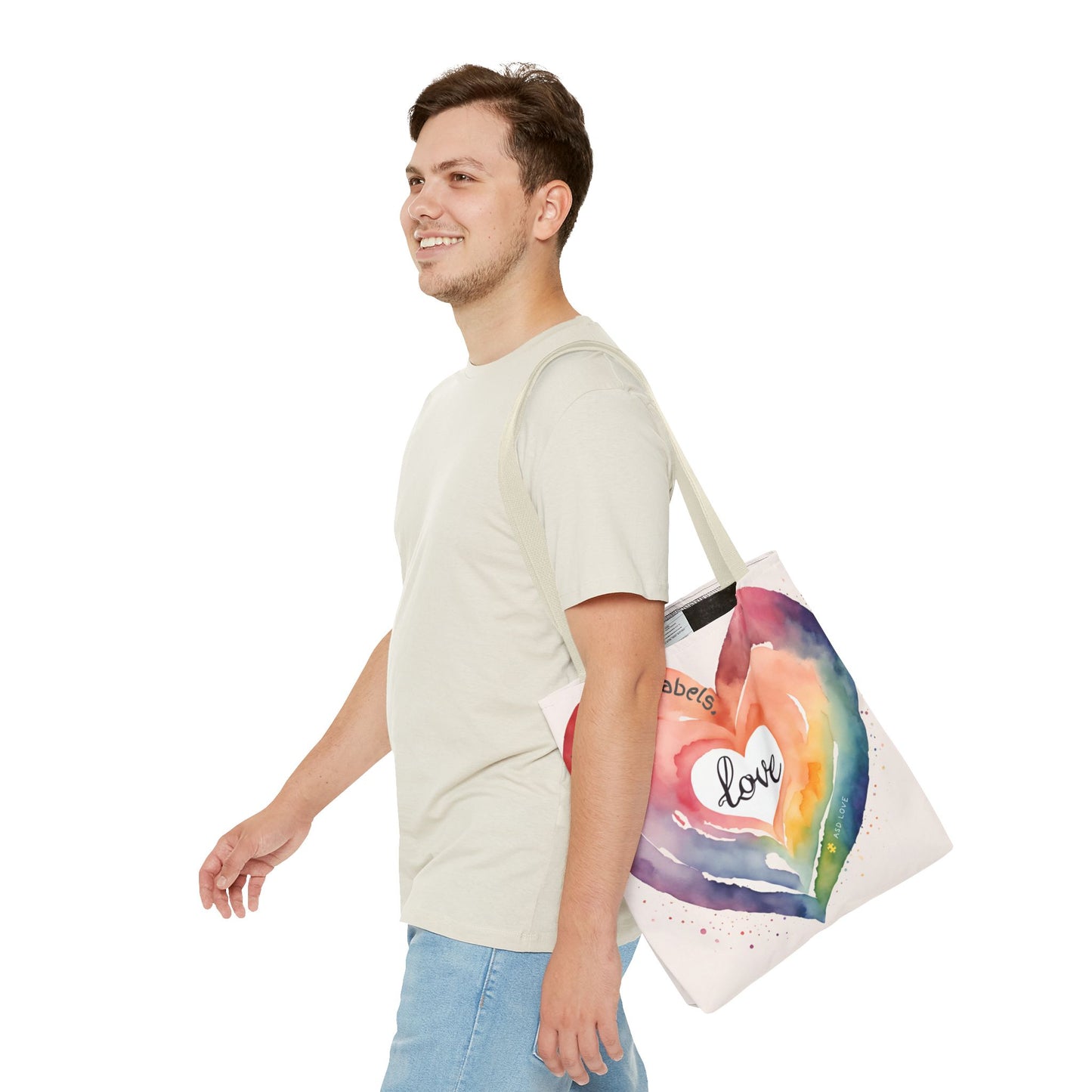 Love Knows No Labels Watercolor Heart Tote Bag - Celebrate Diversity &Unity