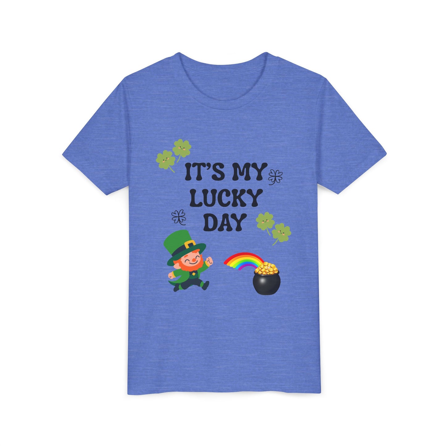 It's My Lucky Day Youth Tee | St. Patrick's Day Leprechaun, Shamrocks, Rainbow Pot of Gold