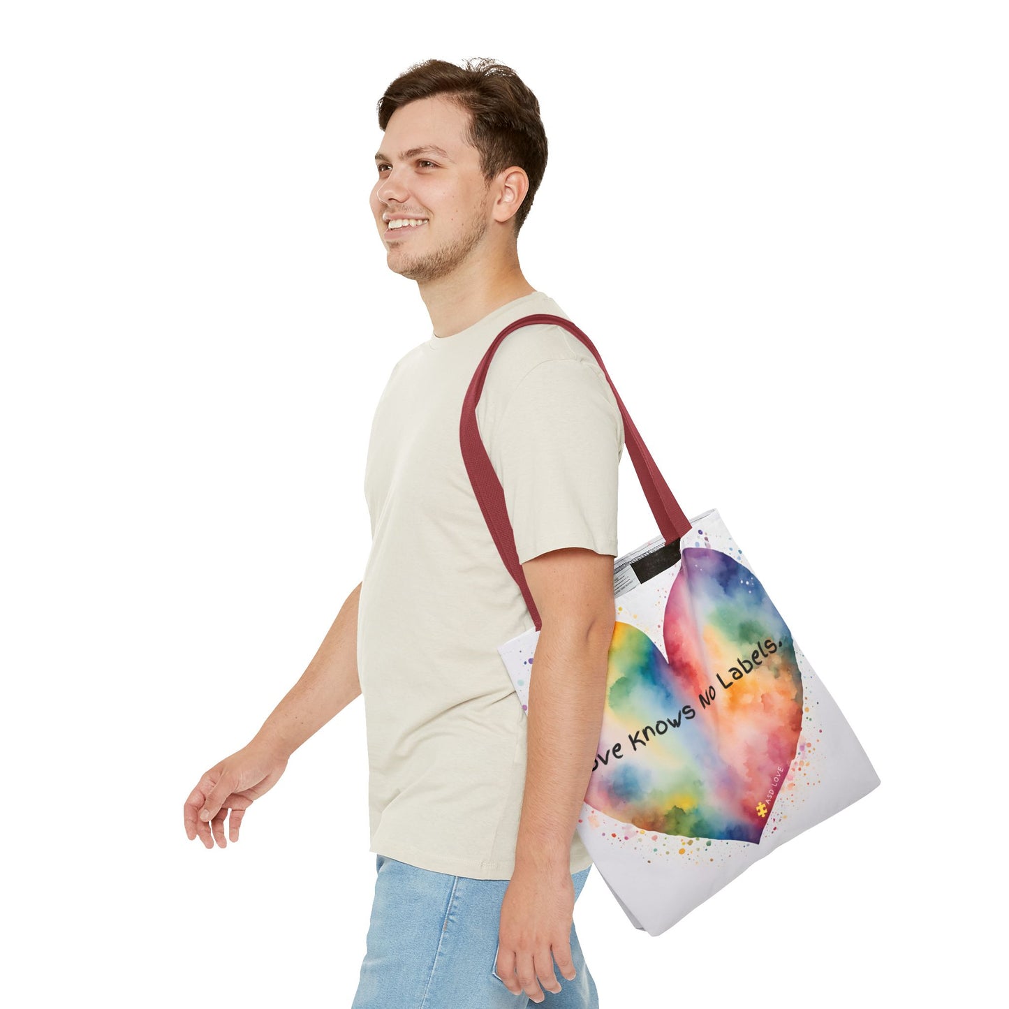 Love Knows No Labels - Big Heart Tote Bag - Show Your True Colors