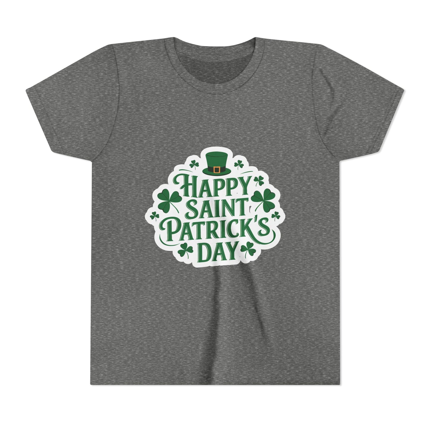 Happy Saint Patrick's Day Youth Tee | Shamrocks, Leprechaun Hat