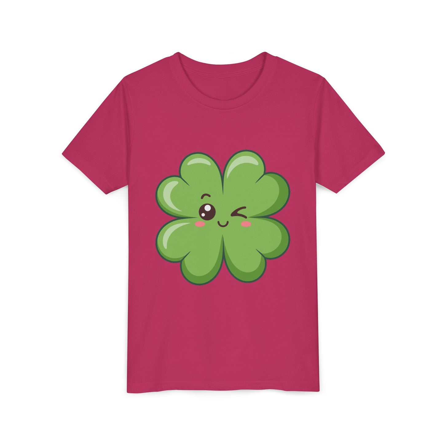 Kawaii Lucky Four-Leaf Clover Youth Tee | Cute St. Patrick's Day Shirt