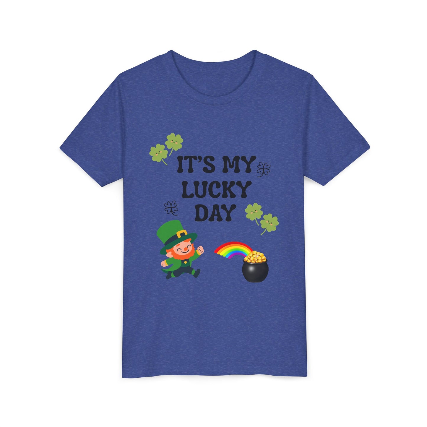 It's My Lucky Day Youth Tee | St. Patrick's Day Leprechaun, Shamrocks, Rainbow Pot of Gold