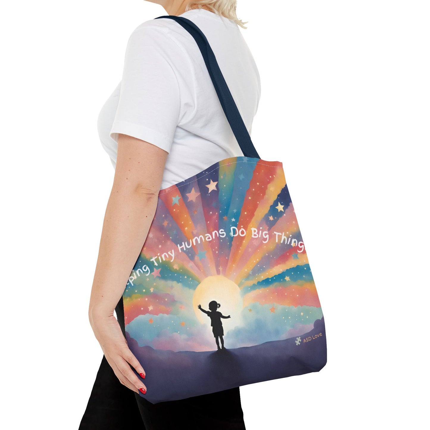 Helping Tiny Humans Do Big Things Tote - Inspiring Kids to Reach for the Stars