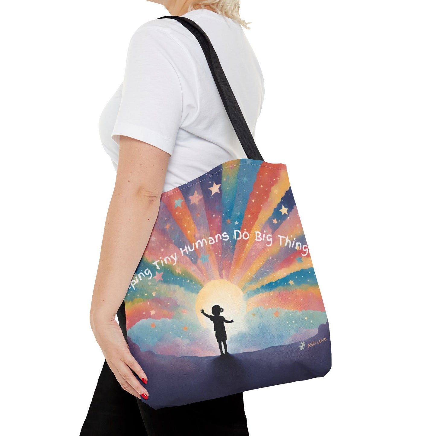 Helping Tiny Humans Do Big Things Tote - Inspiring Kids to Reach for the Stars