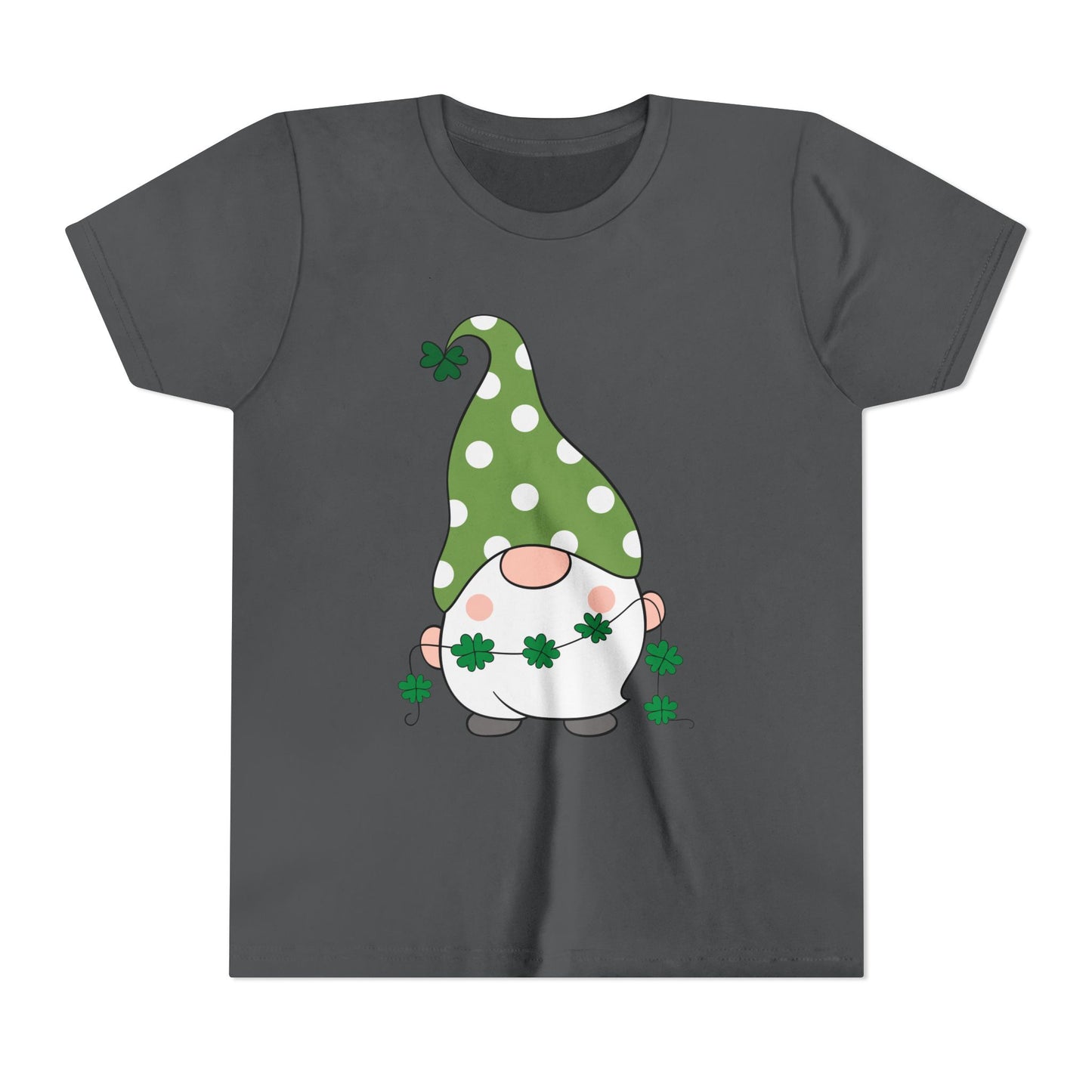 St. Patricks Gnome Youth Tee | Green Polka Dot Hat with Shamrocks