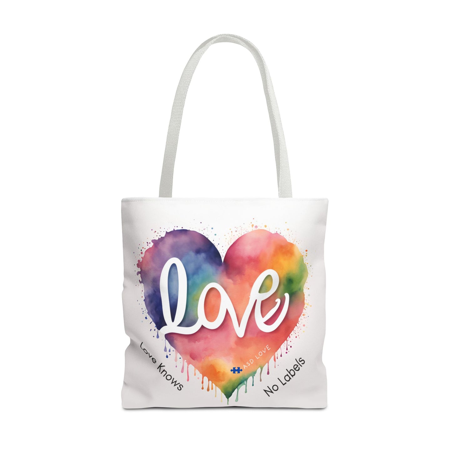 Love Knows No Labels Heart Drip Tote Bag - Show Your Pride & Inclusivity