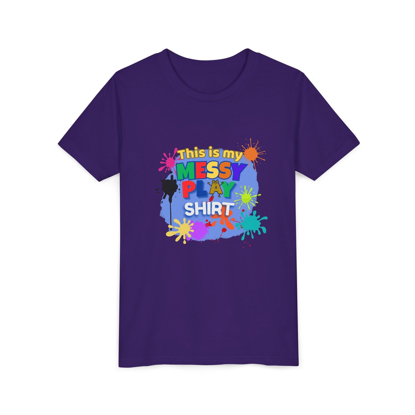 This Is My Messy Play Shirt Youth Tee | Paint Splatters, Colorful Kids Playshirt