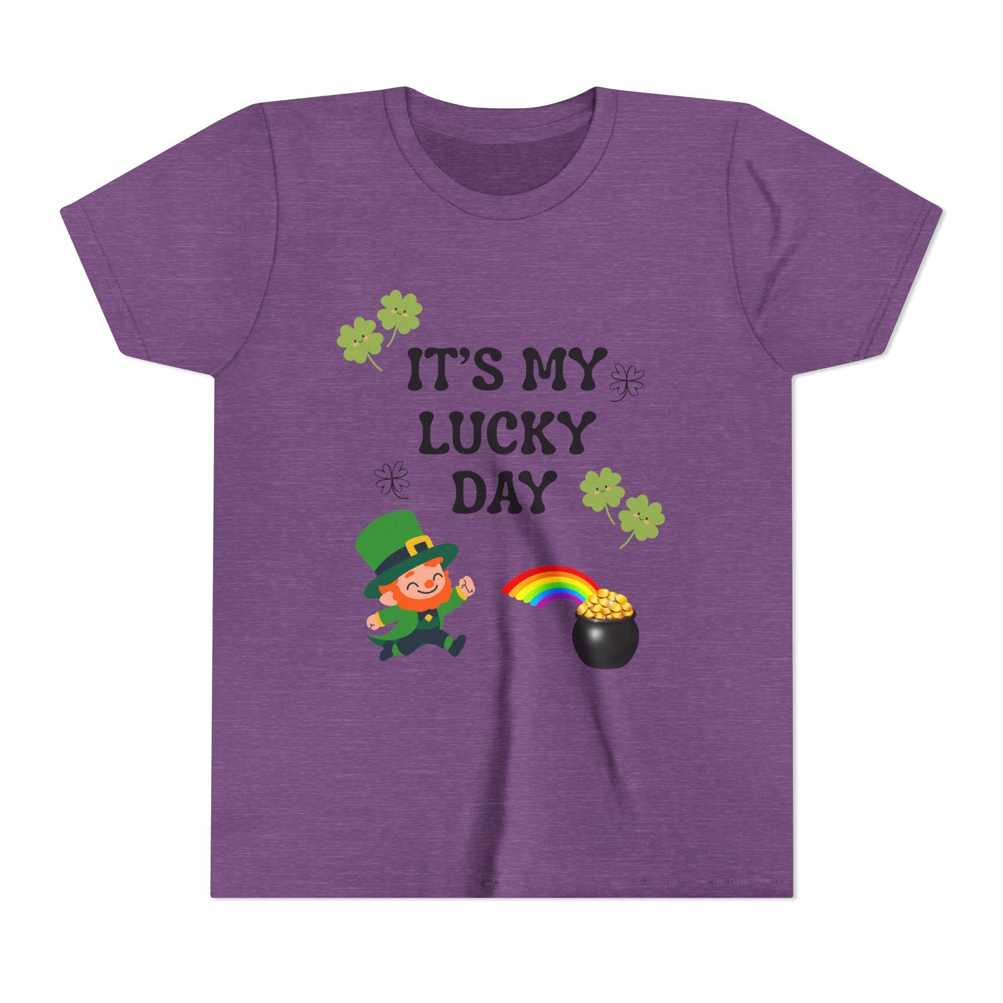 It's My Lucky Day Youth Tee | St. Patrick's Day Leprechaun, Shamrocks, Rainbow Pot of Gold