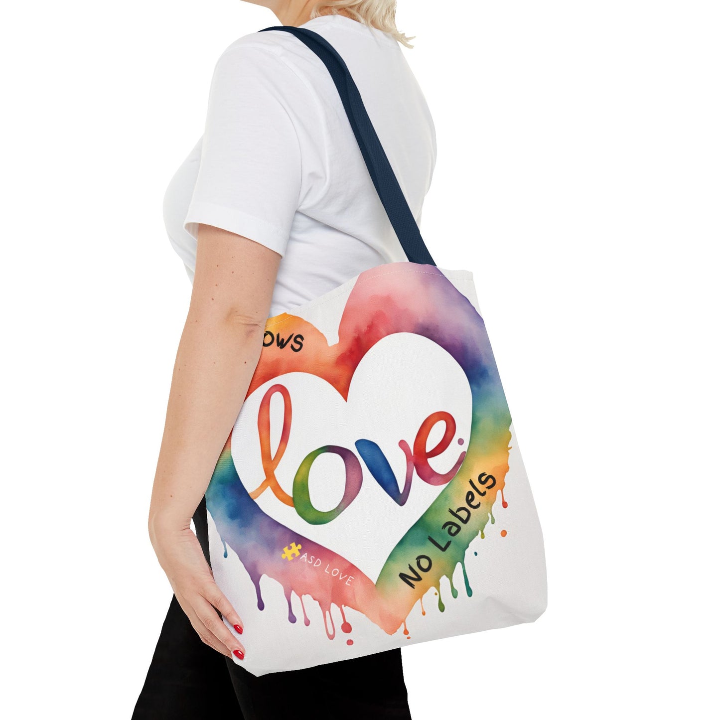 Love Knows No Labels Watercolor Drip Tote Bag - Embrace Acceptance & Harmony