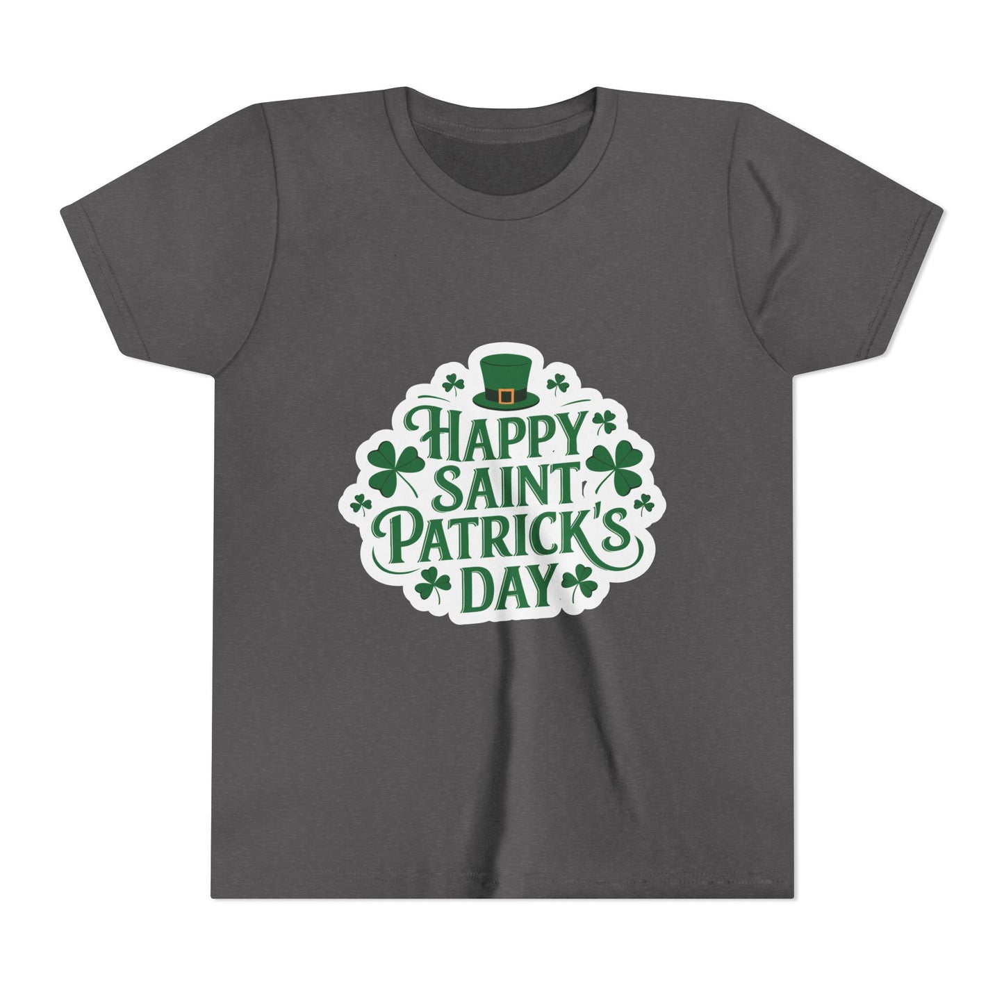 Happy Saint Patrick's Day Youth Tee | Shamrocks, Leprechaun Hat