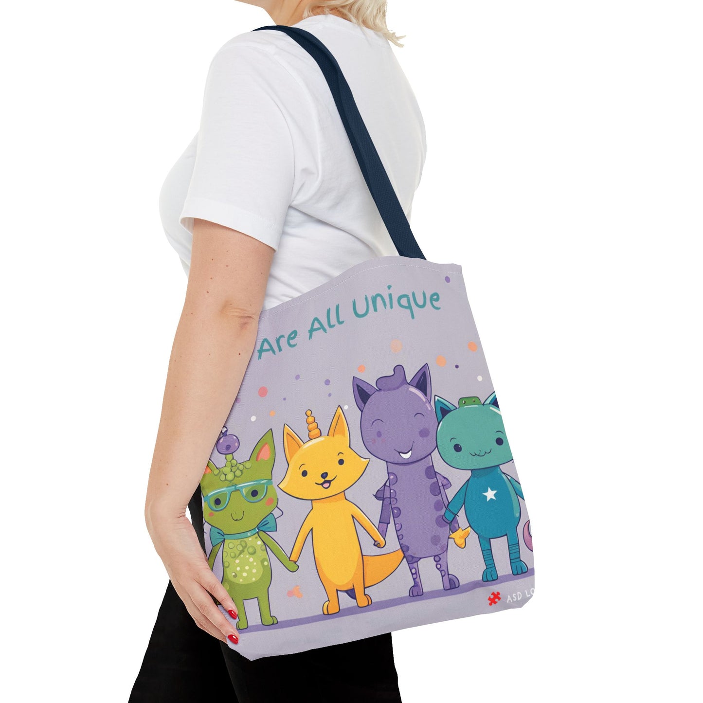 We Are All Unique 4 Animal Friends Tote Bag - Cute, Inclusive, Kid-friendly Design
