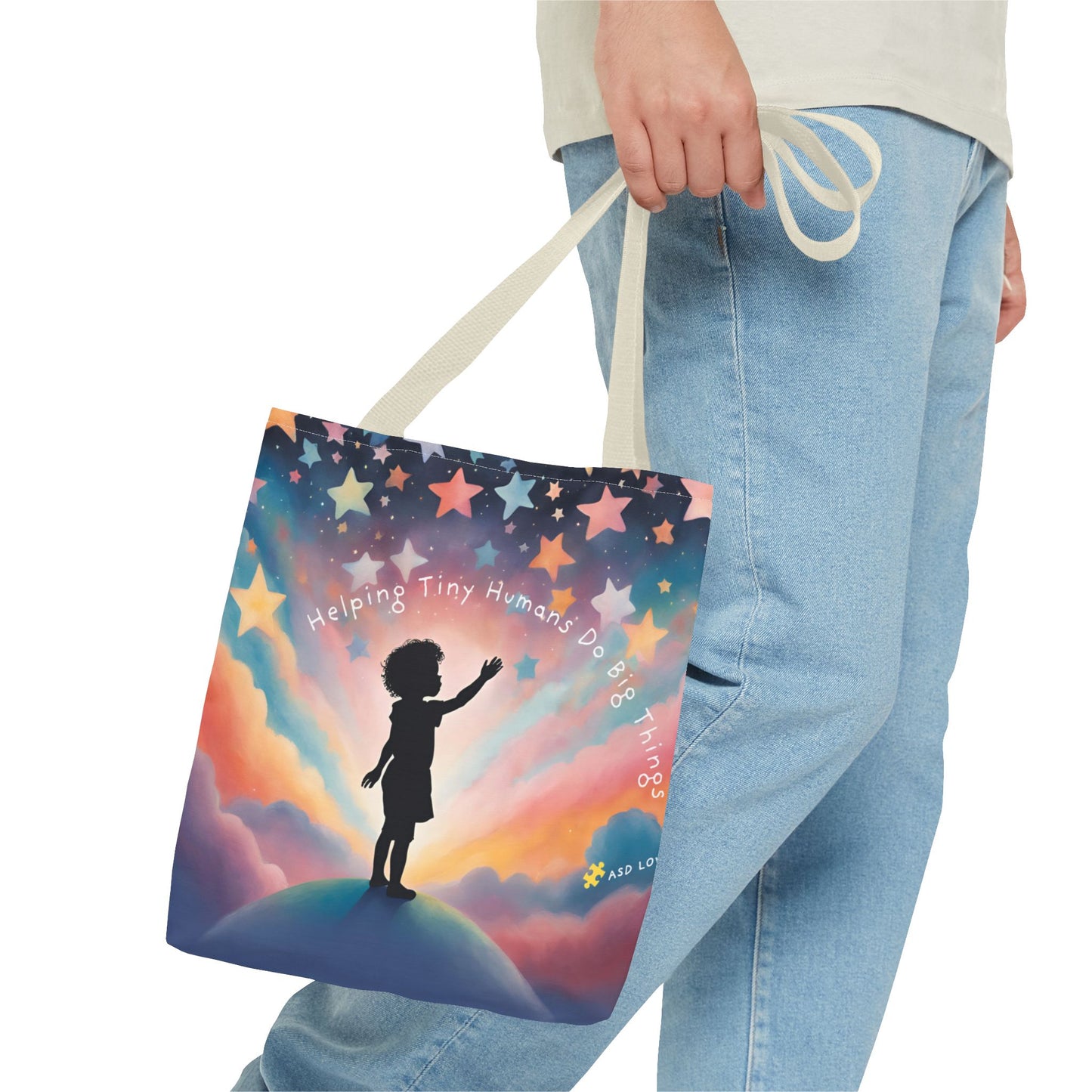 Helping Tiny Humans Do Big Things Tote - Inspiring Kids to Reach for the Stars