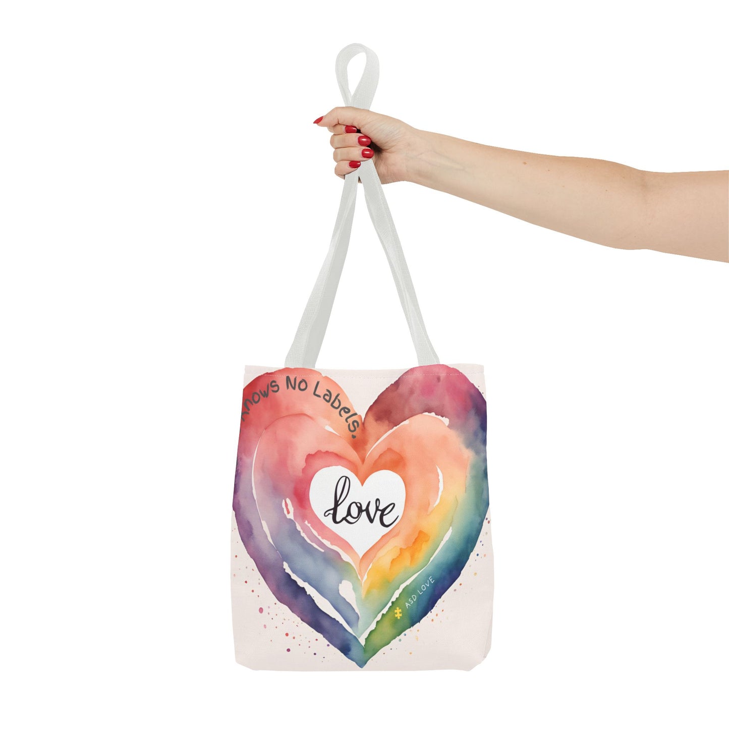 Love Knows No Labels Watercolor Heart Tote Bag - Celebrate Diversity &Unity