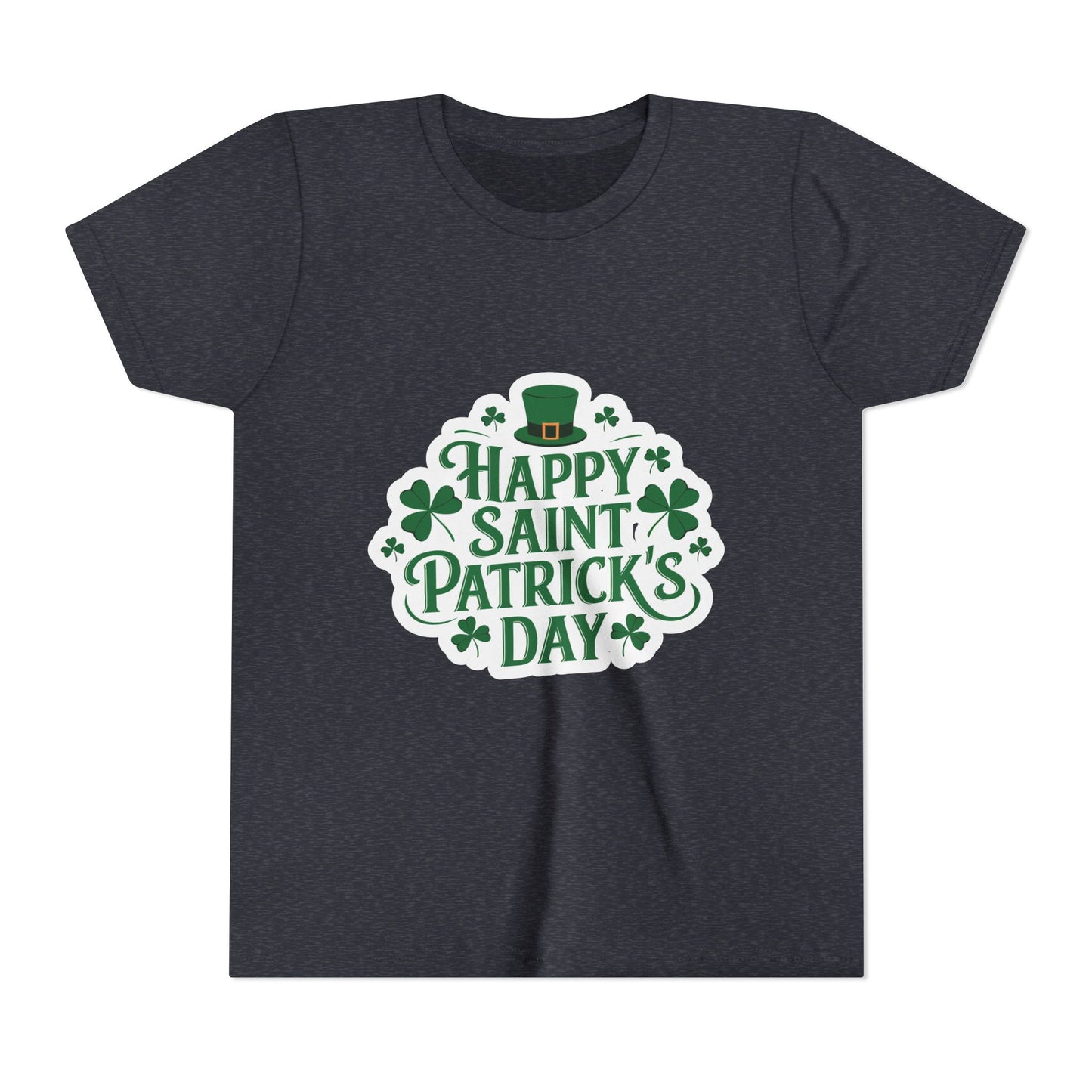 Happy Saint Patrick's Day Youth Tee | Shamrocks, Leprechaun Hat