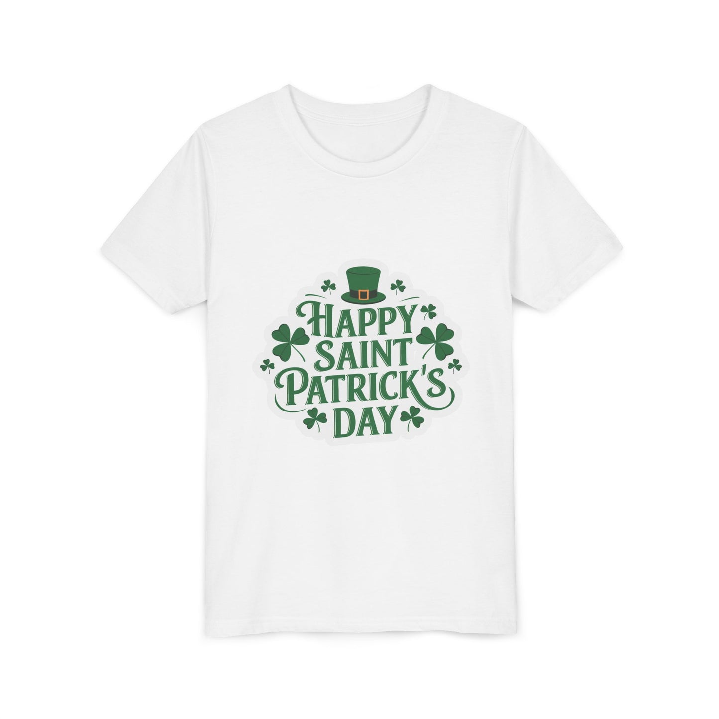 Happy Saint Patrick's Day Youth Tee | Shamrocks, Leprechaun Hat