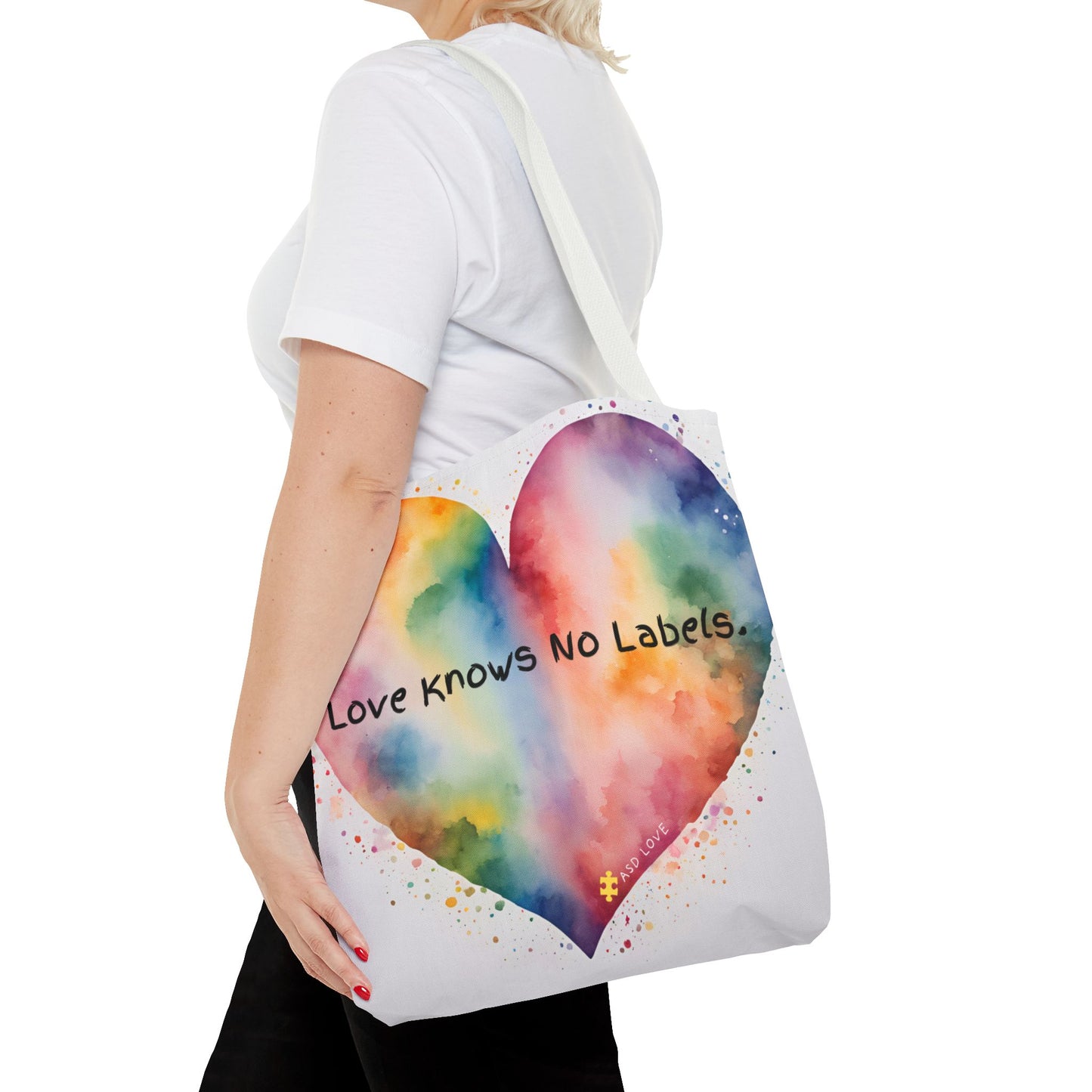 Love Knows No Labels - Big Heart Tote Bag - Show Your True Colors