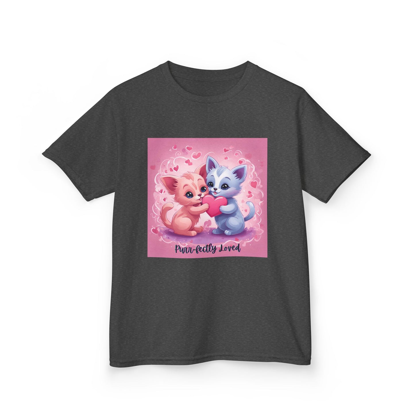 Purr-fectly Loved - Pink & Blue Kittens Valentine's Kids Tee