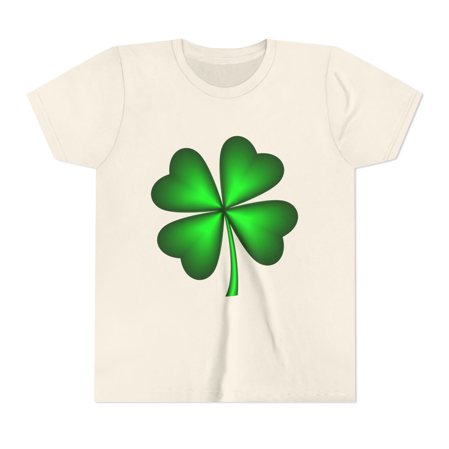 Green Four-Leaf Clover Youth Tee | St. Patrick's Day Shamrock Shirt