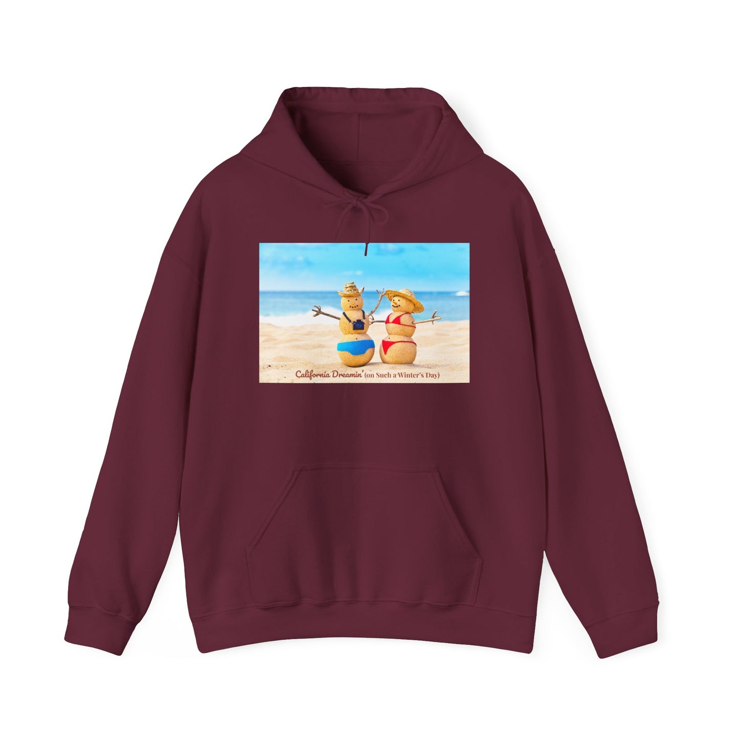Funny Christmas Beach Hoodie | Mr. & Mrs. Sand Snowman | California Holiday Sweatshirt | Warm Coastal Gift | Unisex Winter Hoodie
