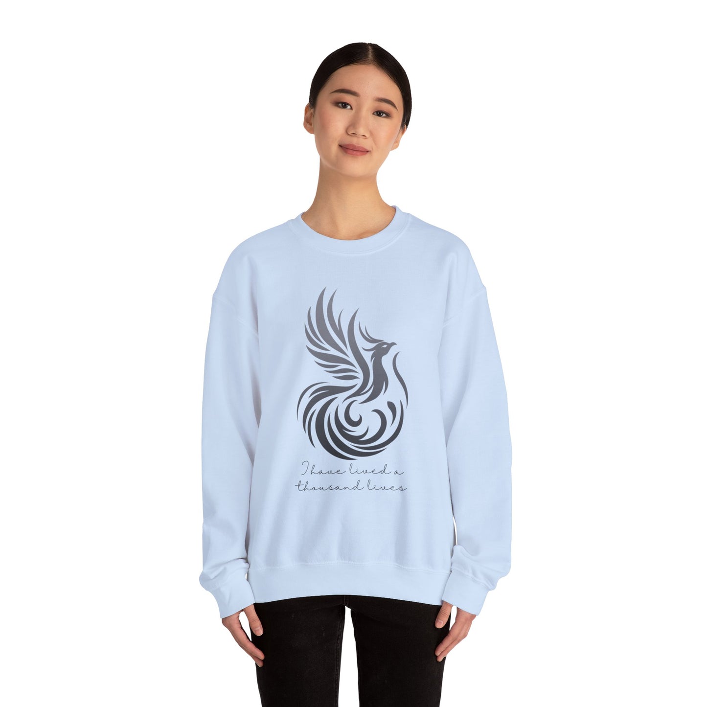 Phoenix Rising Sweatshirt - I Have Lived a Thousand Lives | Inspirational Unisex Sweatshirt - BlackF