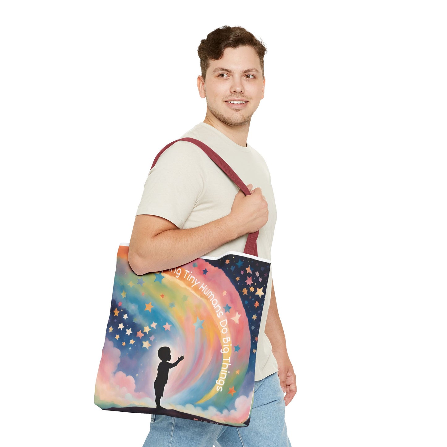 Helping Tiny Humans Do Big Things Tote - Inspiring Kids to Reach for the Stars