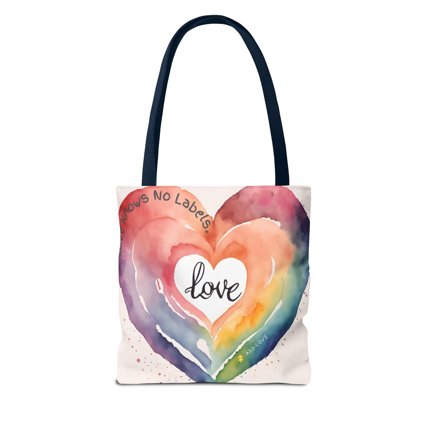 Love Knows No Labels Watercolor Heart Tote Bag - Celebrate Diversity &Unity