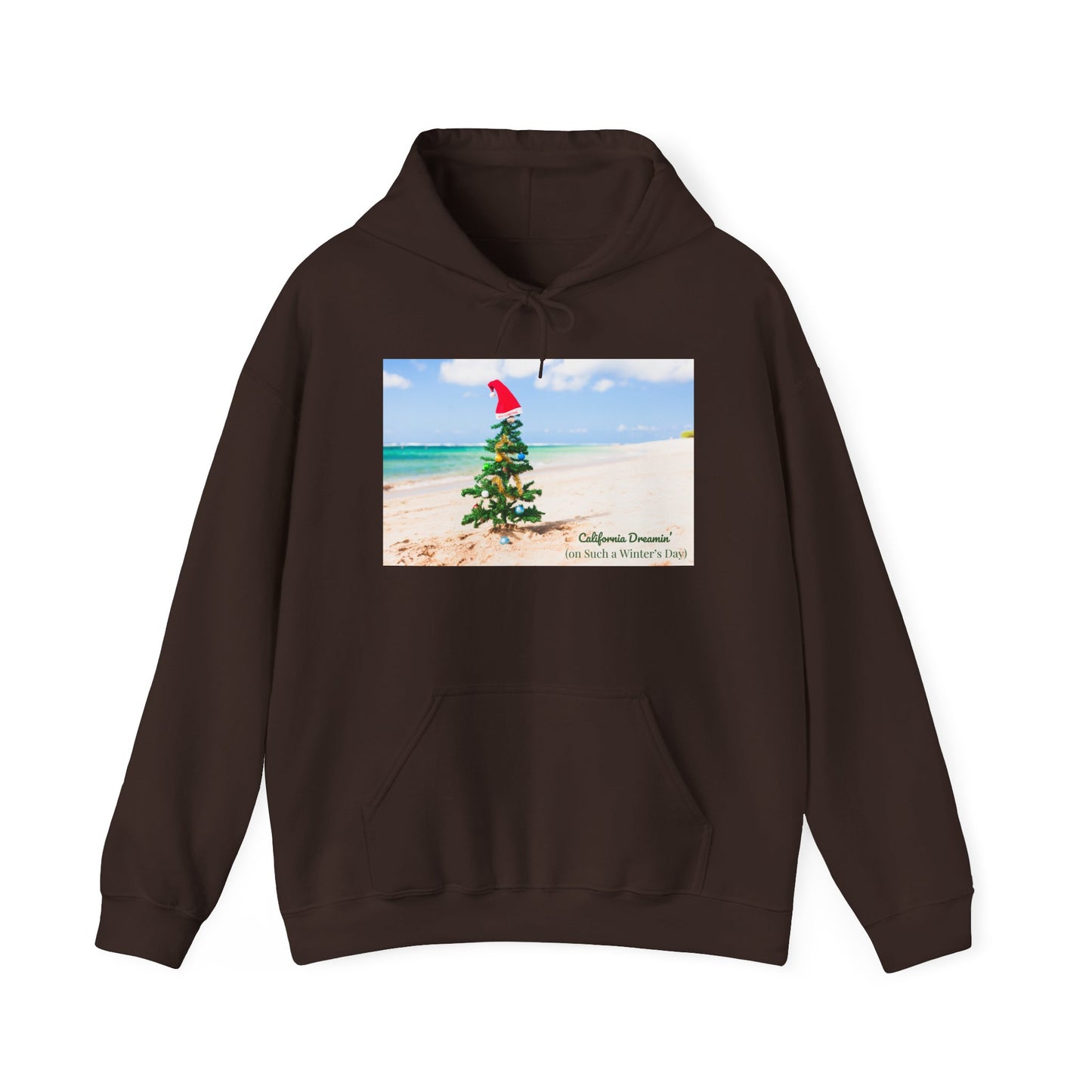 California Dreamin (on Such a Winter's Day) Hoodie - Featuring Santa Tree on the Beach