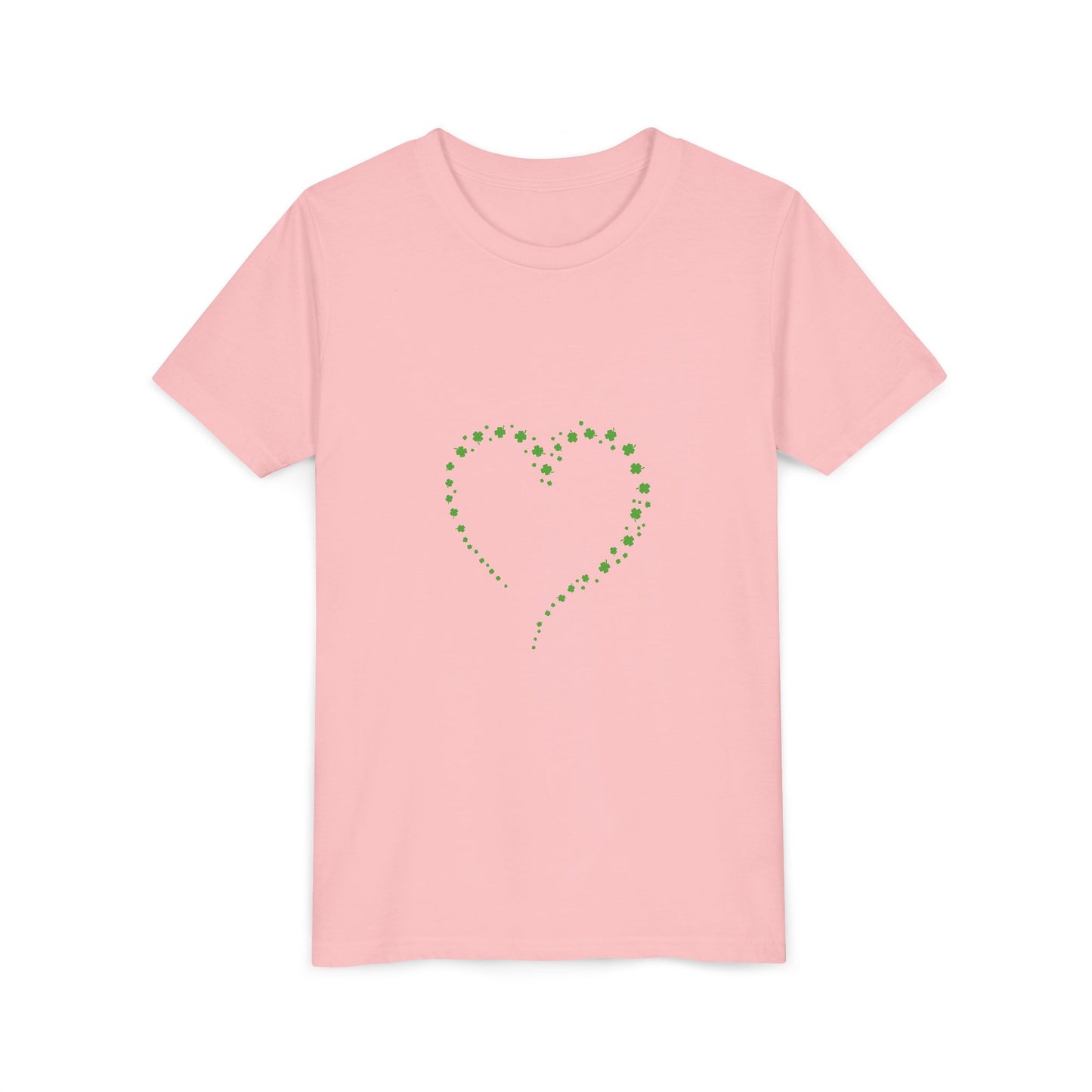 Green Heart Dotted Design Youth Tee | St. Patrick's Day Shamrock Motif