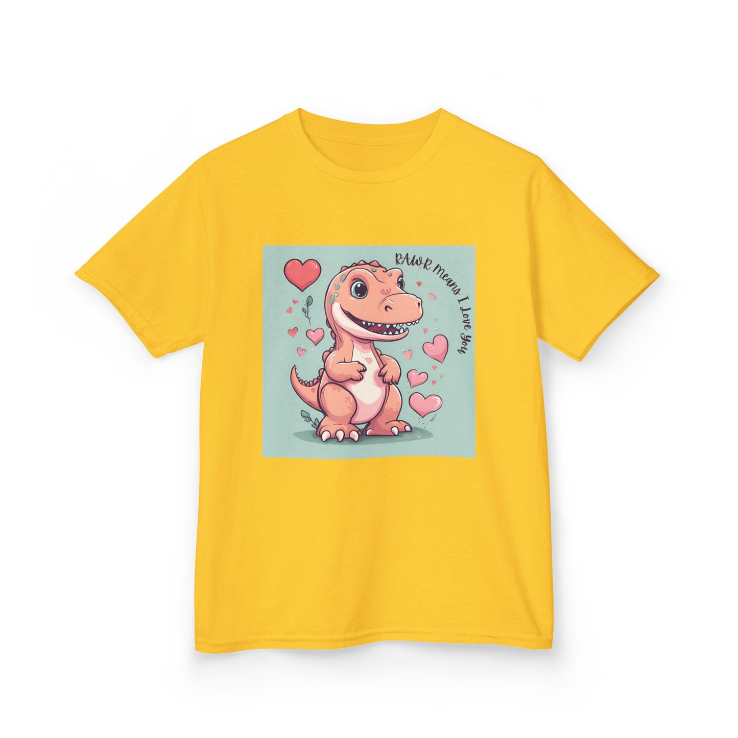 RAWR Means I LOVE YOU - Tan Dino Valentine's Kids Tee