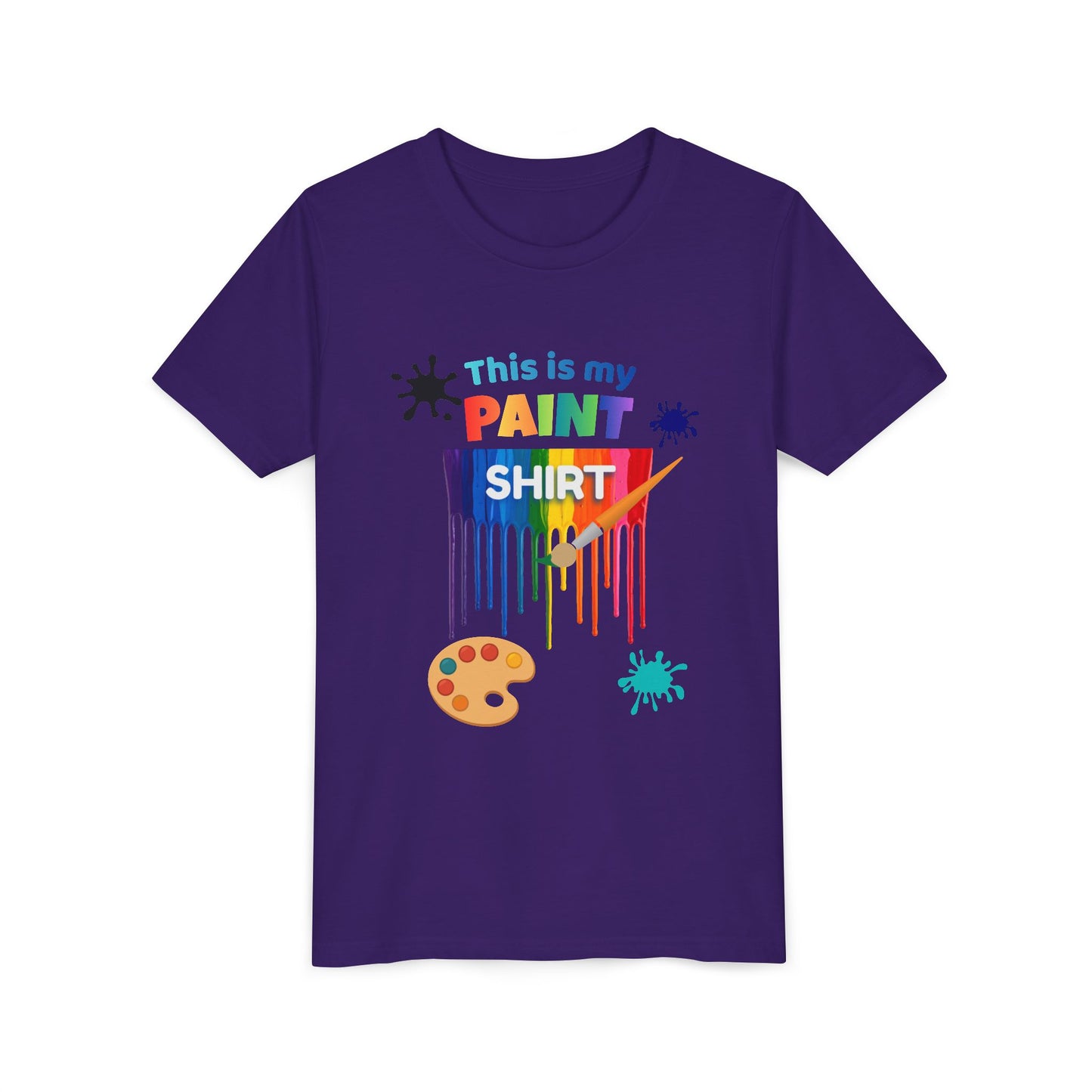 This Is My Paint Shirt Youth Tee | Rainbow Paint Drip Art Palette