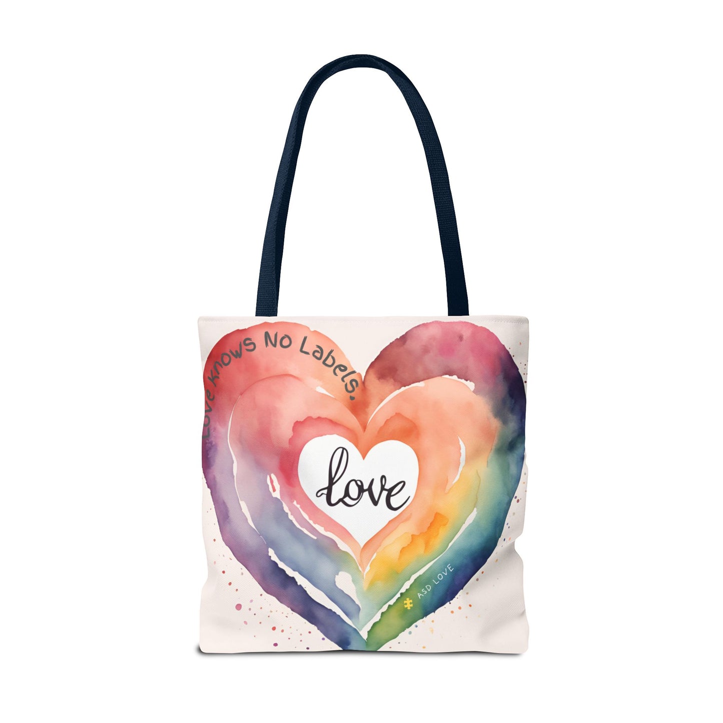 Love Knows No Labels Watercolor Heart Tote Bag - Celebrate Diversity &Unity