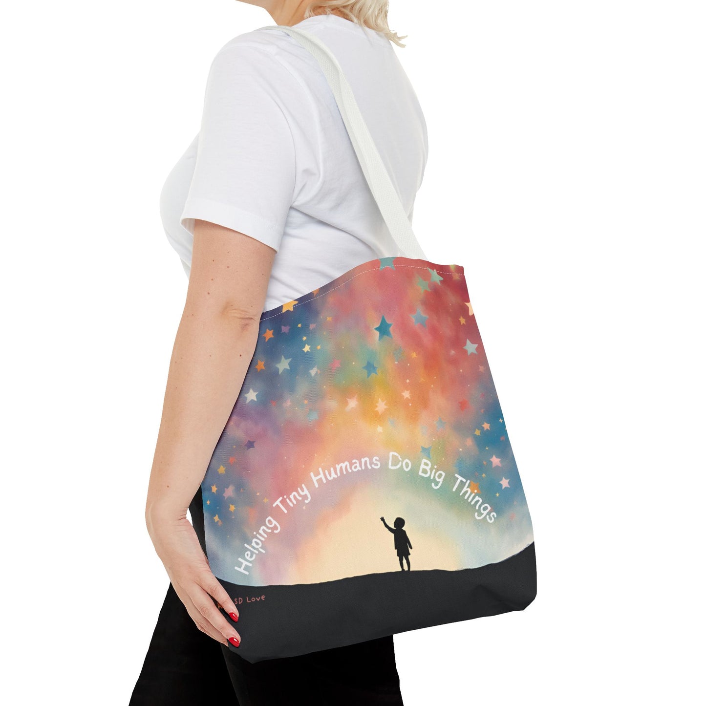Helping Tiny Humans Do Big Things Tote - Inspiring Kids to Reach for the Stars