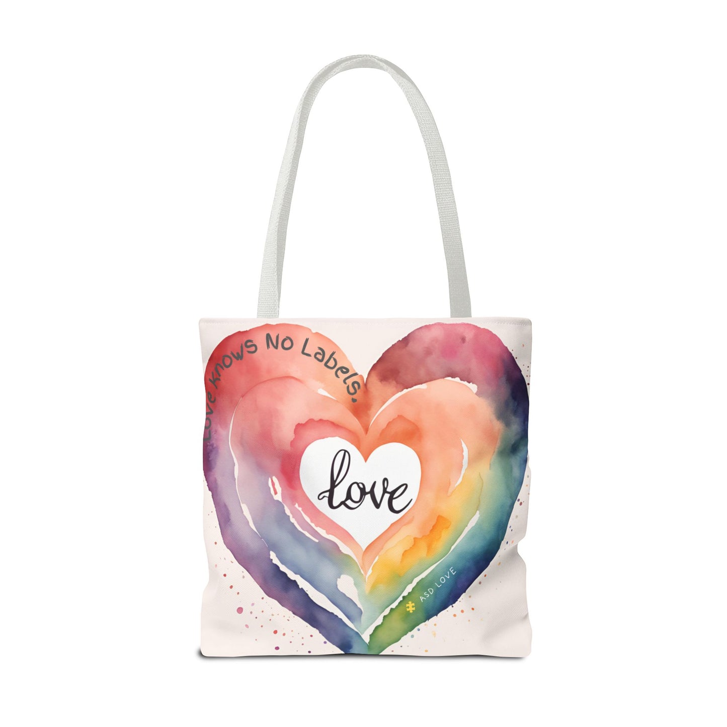 Love Knows No Labels Watercolor Heart Tote Bag - Celebrate Diversity &Unity