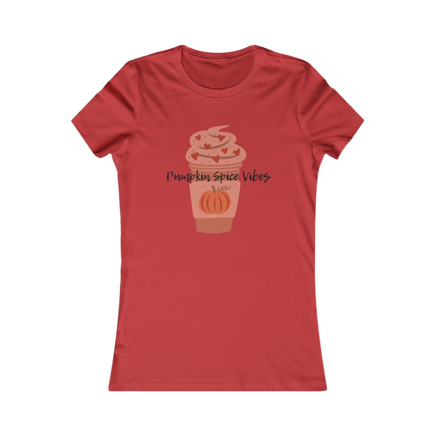 Pumpkin Spice Vibes Shirt - Cute Fall Latte Shirt with Hearts in Whipped Cream and Pumpkin desgin