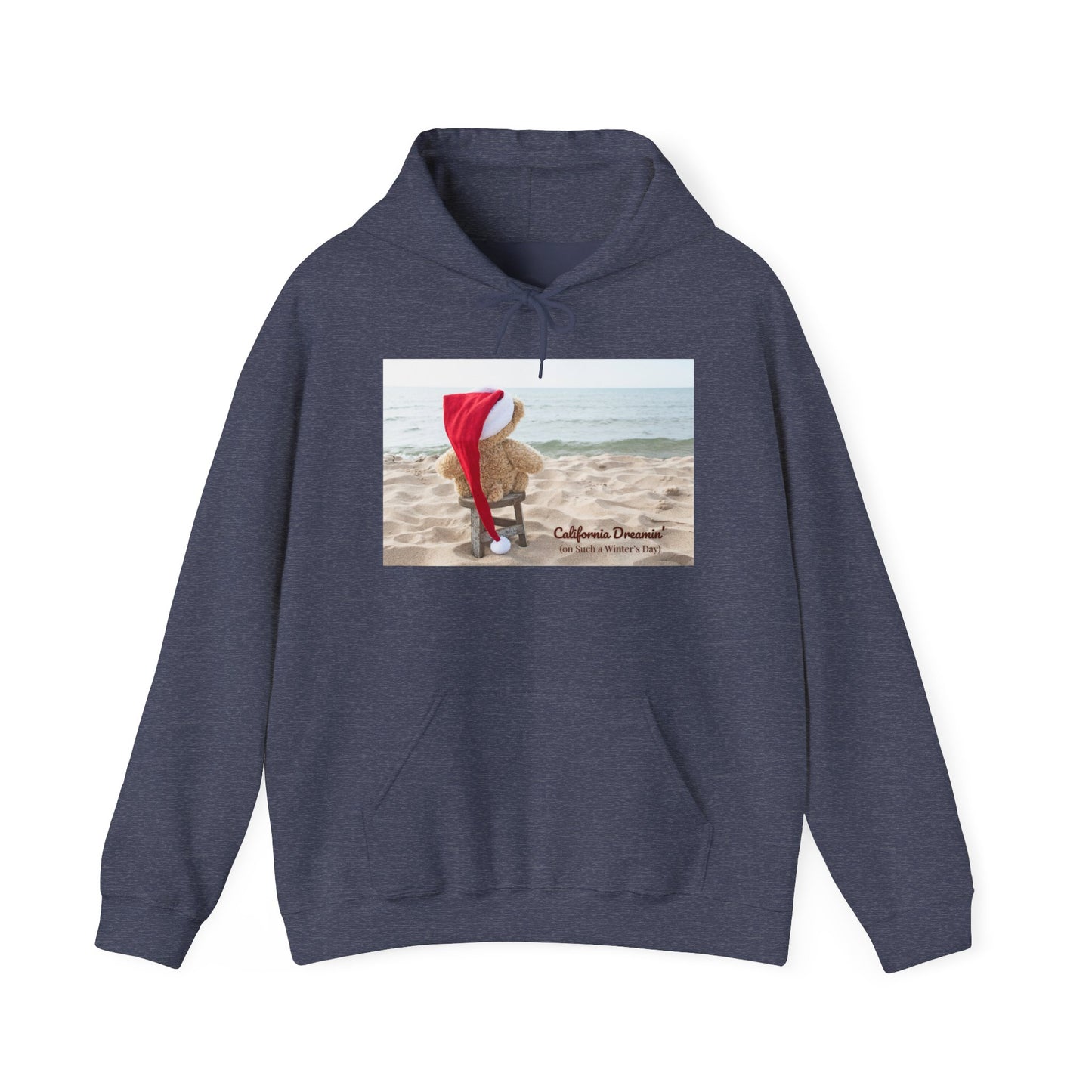 California Christmas Hoodie | Santa Bear on the Beach | Cozy Winter Hoodie | Funny Holiday Sweatshirt | West Coast Xmas Gift