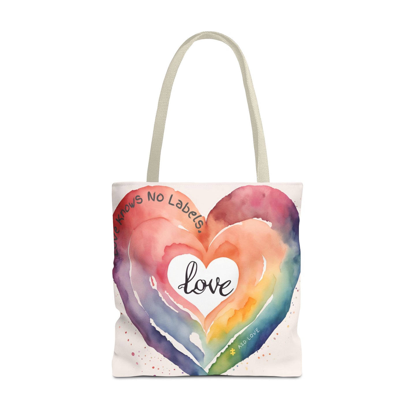 Love Knows No Labels Watercolor Heart Tote Bag - Celebrate Diversity &Unity