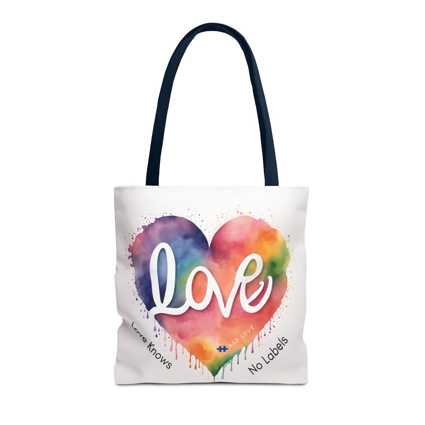 Love Knows No Labels Heart Drip Tote Bag - Show Your Pride & Inclusivity