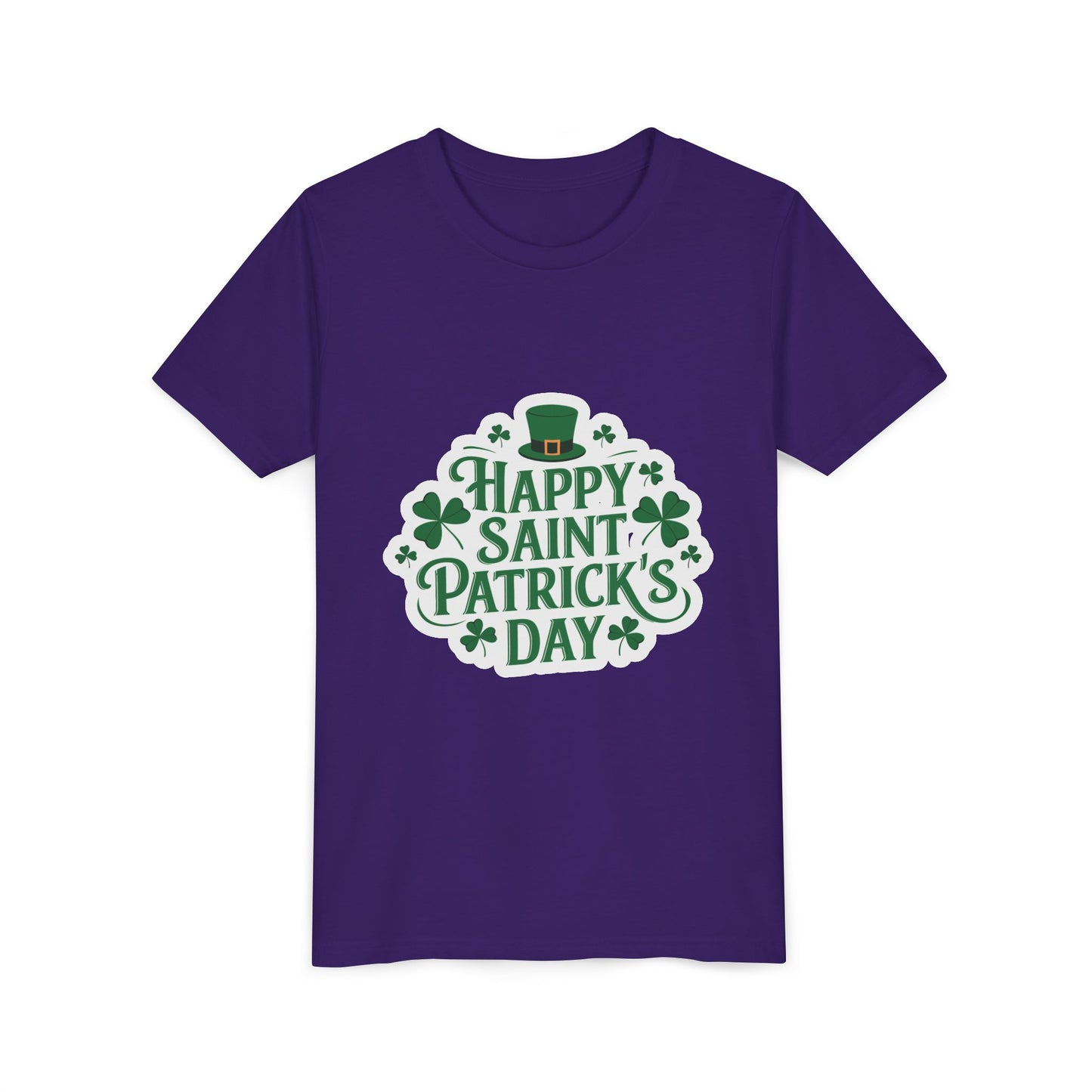 Happy Saint Patrick's Day Youth Tee | Shamrocks, Leprechaun Hat