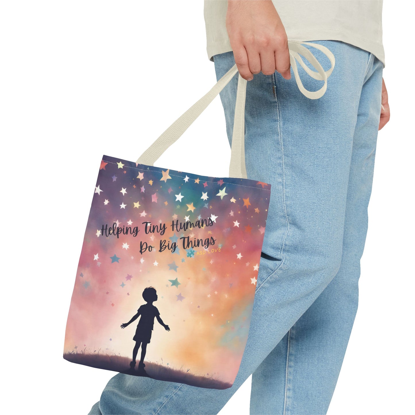 Helping Tiny Humans Do Big Things Tote - Inspiring Kids to Reach for the Stars