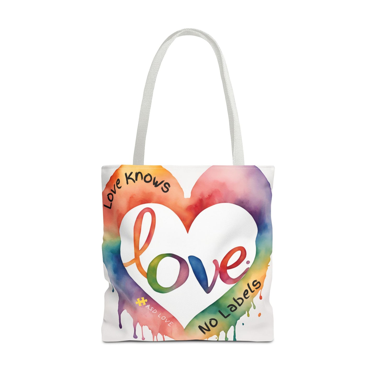 Love Knows No Labels Watercolor Drip Tote Bag - Embrace Acceptance & Harmony