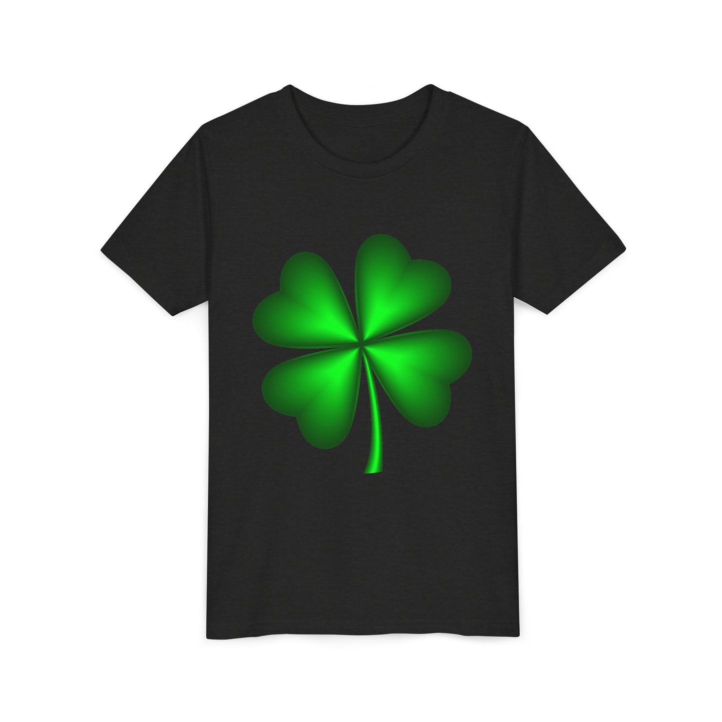 Green Four-Leaf Clover Youth Tee | St. Patrick's Day Shamrock Shirt