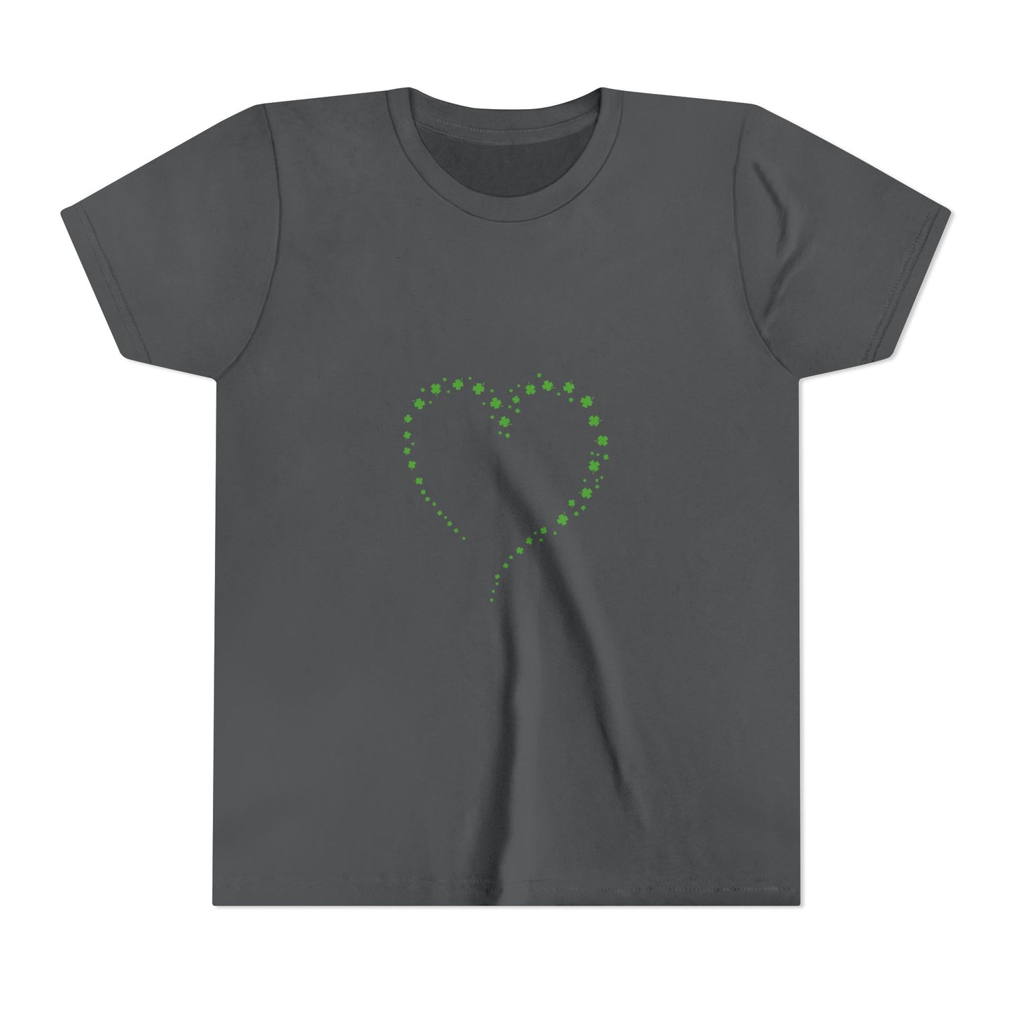 Green Heart Dotted Design Youth Tee | St. Patrick's Day Shamrock Motif