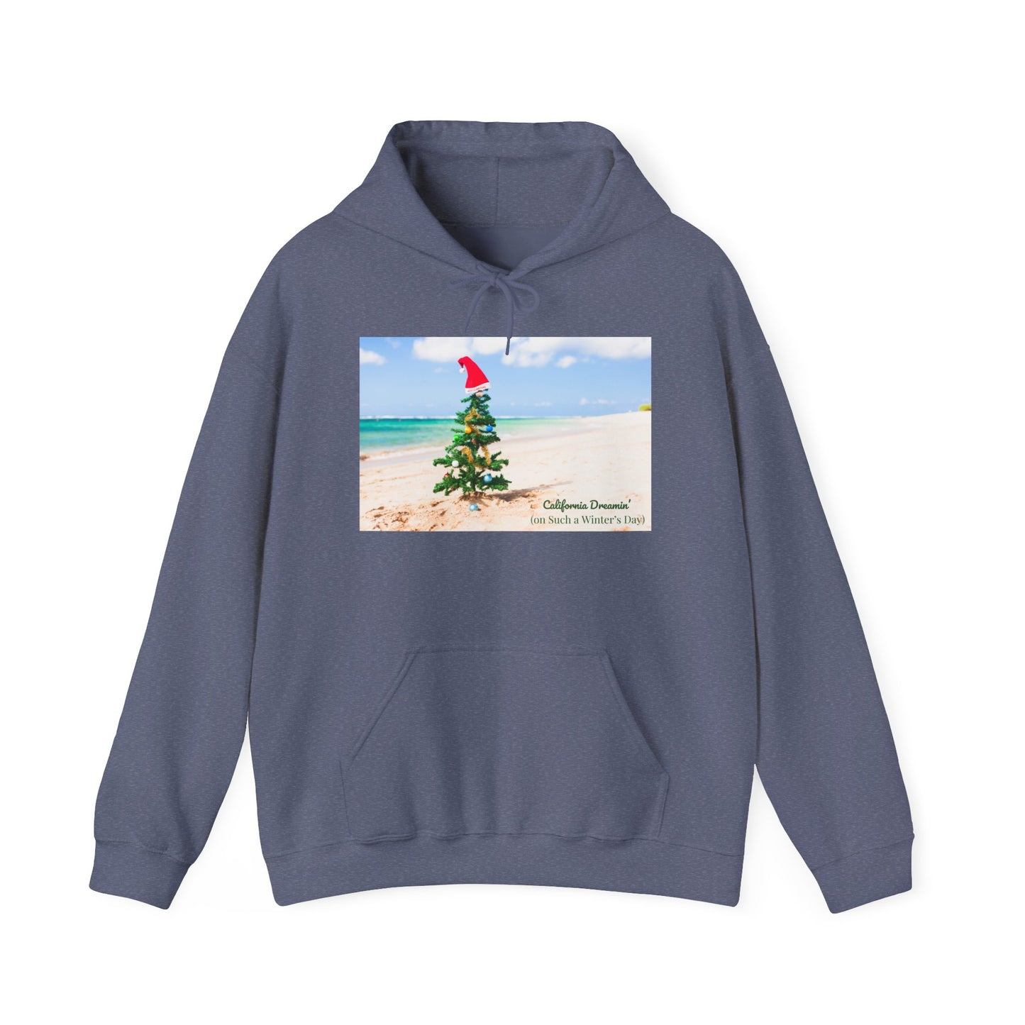 California Dreamin (on Such a Winter's Day) Hoodie - Featuring Santa Tree on the Beach